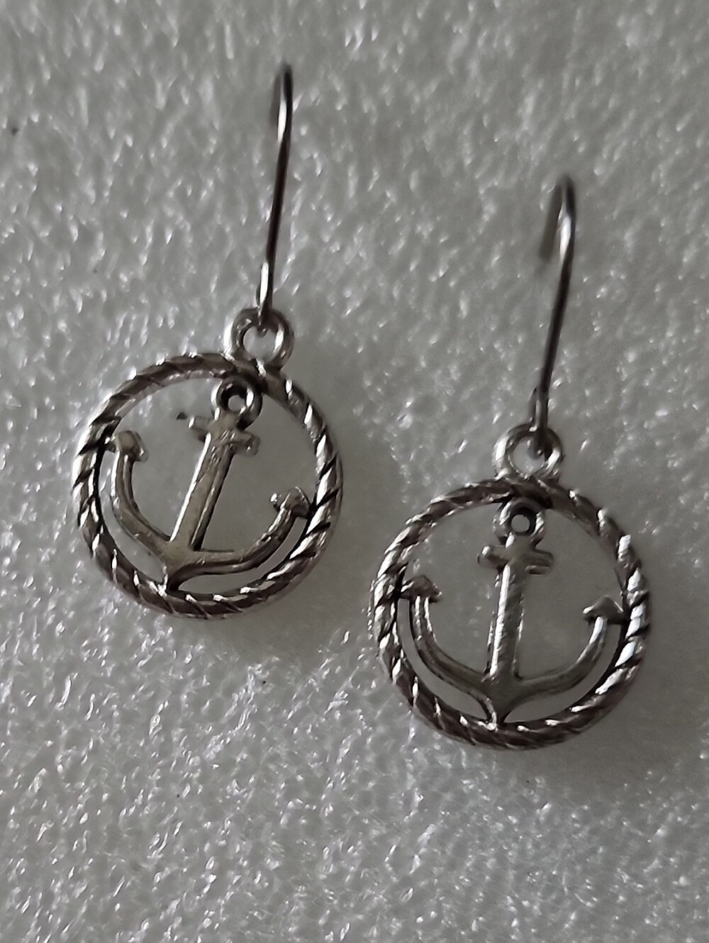 Silver Anchor Drop Earrings - Nautical Dangle Earrings